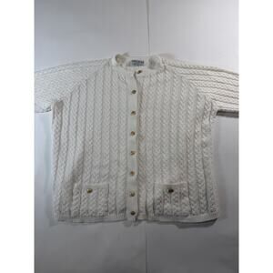 Women’s Size L/Xl Carly White Carly Blake Sweater With Gold Tone Buttons
